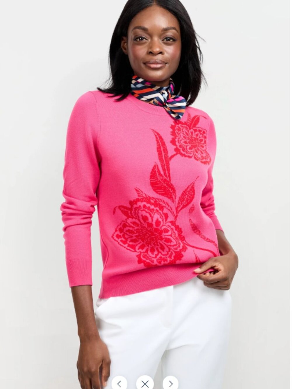 NWT Trina Turk Pink Old Fashioned Sweater | Floral Crewneck Sweater